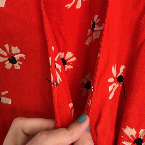 Faithfull the Brand x Anthropologie Riviera Bright Red Floral Wrap Dress XS - Picture 7 of 13